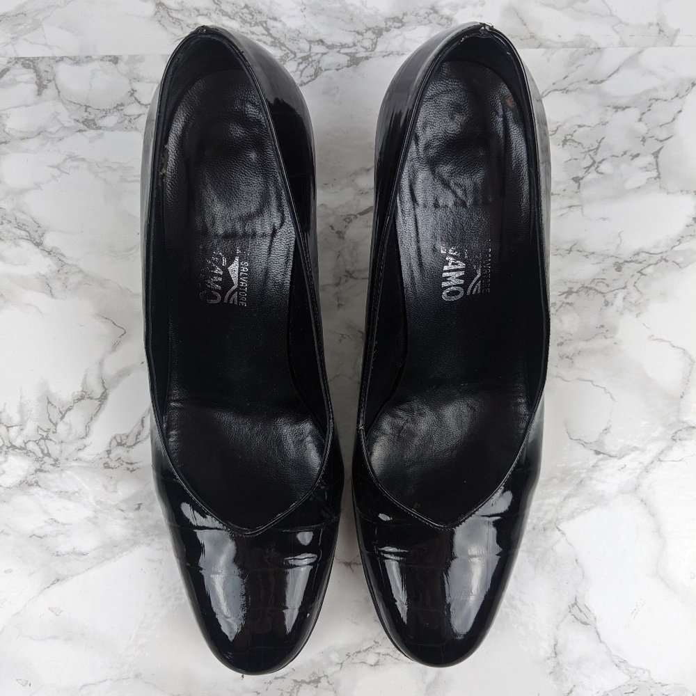 Salvatore Ferragamo Black Patent Leather Heels - Picture 2 of 8